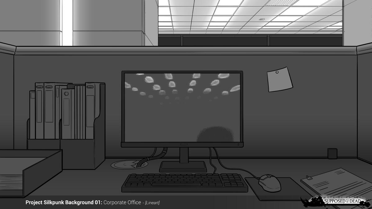 Interior, lineart & values ('Both of Us are Supposed to be Dead' by Apricity Studios)