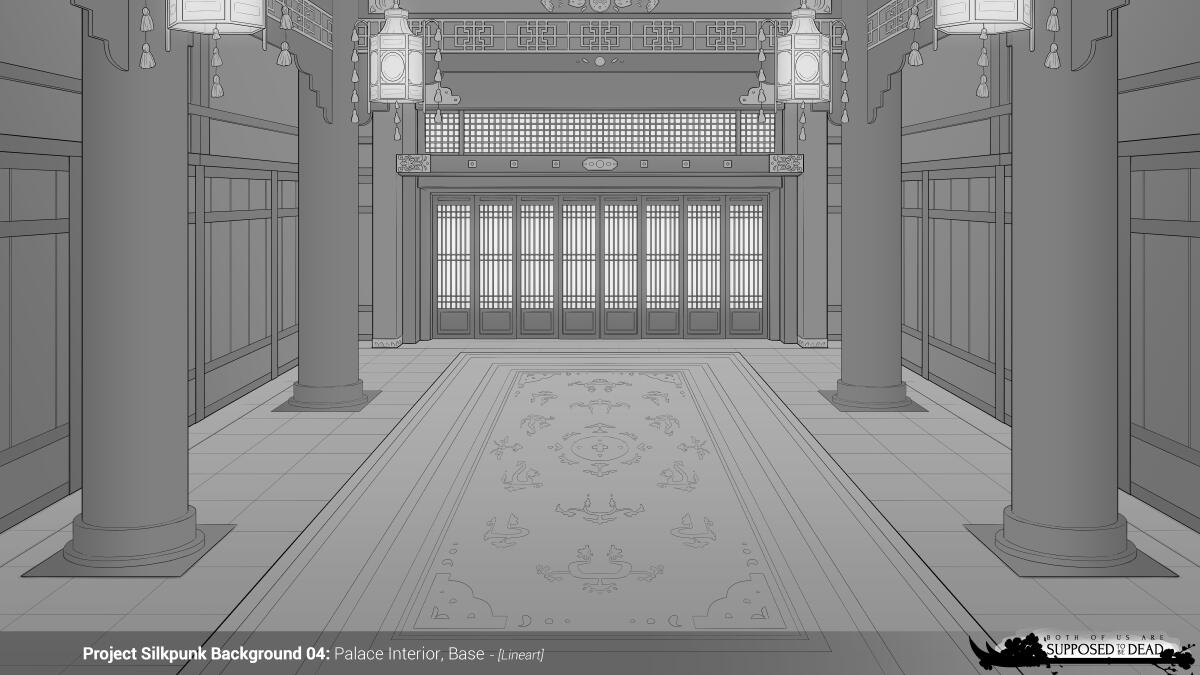 Interior, lineart & values ('Both of Us are Supposed to be Dead' by Apricity Studios)